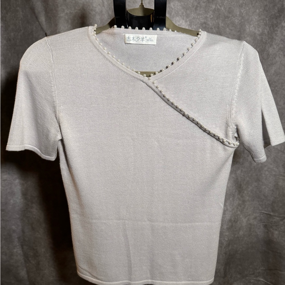 Chic Silver Blue Short Sleeve Women's Top